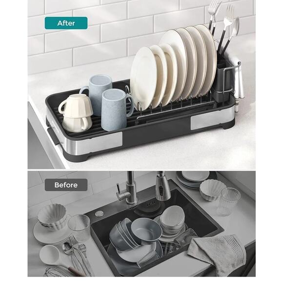 Small Dish Drying Rack For Kitchen, Stainless Steel, Utensil Holder - Picture 4 of 6